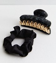 New Look 2 Pack Black Resin Bulldog Claw Clip and Scrunchie